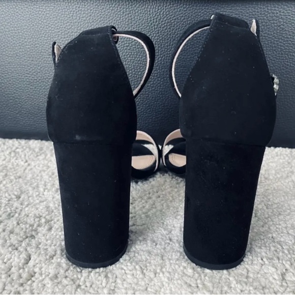 Maje Black Fariaz Suede Rhinestone Buckle Heels size 38 - Picture 4 of 9